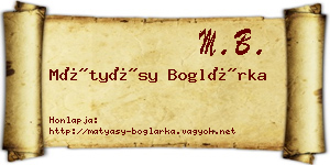 Mátyásy Boglárka névjegykártya